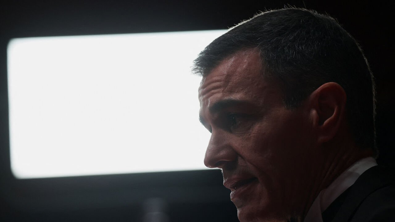 Spanish Prime Minister Pedro Sanchez attends a ceremony, in Barcelona, Spain February 28, 2026. REUTERS/Nacho Doce/File pHoto