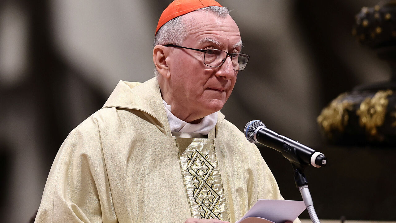 Cardinal Pietro Parolin leads the Holy Mass to commemorate the 20th anniversary of the death of Pope John Paul II in Saint Peter's Basilica, at the Vatican April 2, 2025. REUTERS/Yara Nardi/File Photo