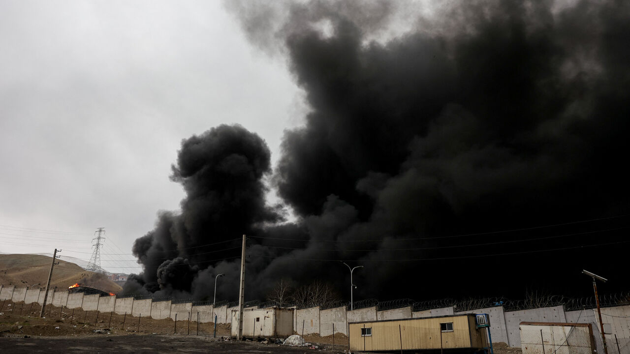 Smoke rises after a reported strike on Shahran fuel tanks, amid the U.S.-Israeli conflict with Iran, in Tehran, Iran, March 8, 2026. Majid Asgaripour/WANA (West Asia News Agency) via REUTERS