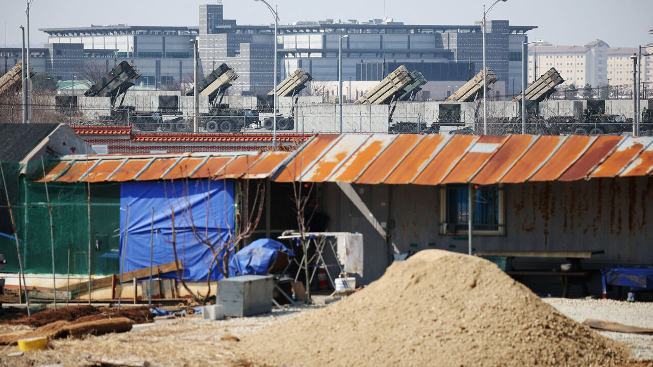 U.S. Patriot missile defense systems at a U.S army base in Pyeongtaek, South Korea, March 10, 2026.   REUTERS/Kim Hong-Ji