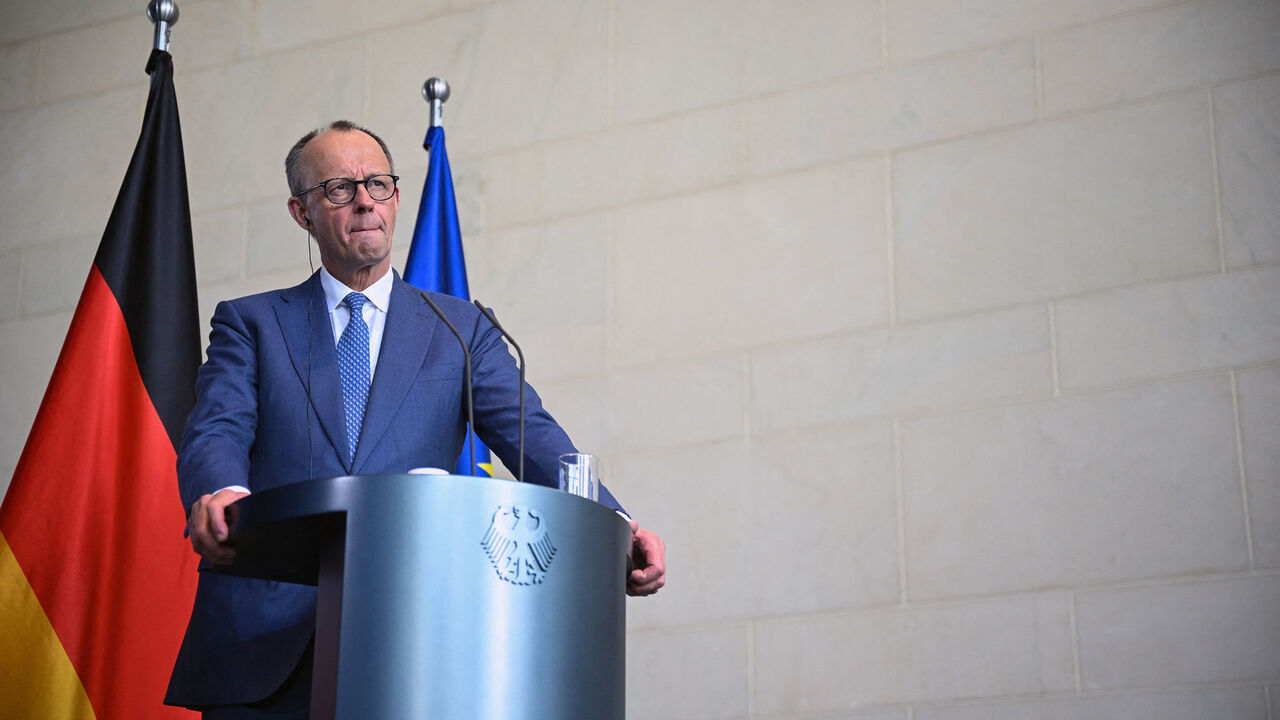 German Chancellor Friedrich Merz attends a press conference with Czech Prime Minister Andrej Babis (not pictured), after bilateral talks, in Berlin, Germany, March 10, 2026.  REUTERS/Annegret Hilse