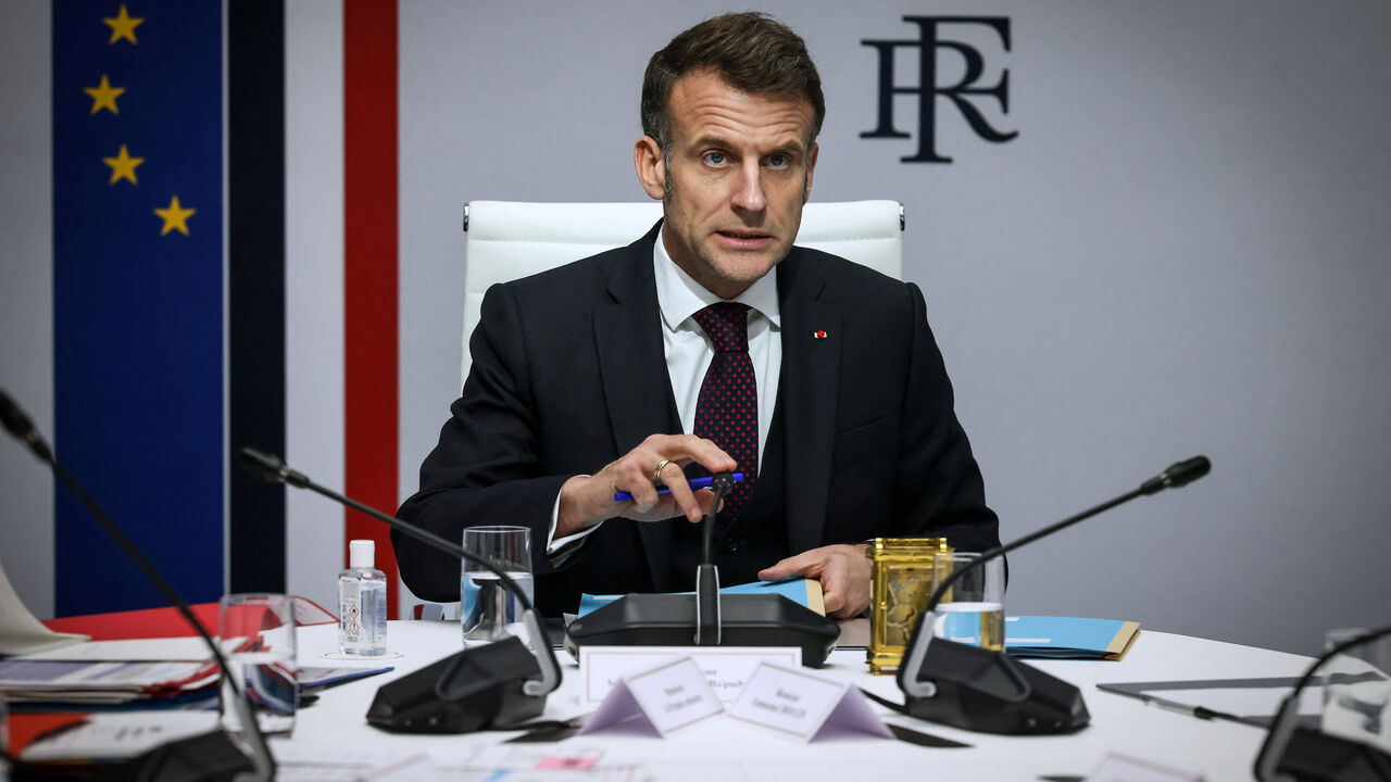 France's President Emmanuel Macron speaks during a national defense council meeting at the Elysee Palace, in Paris, France March 10, 2026. Thomas Padilla/Pool via REUTERS