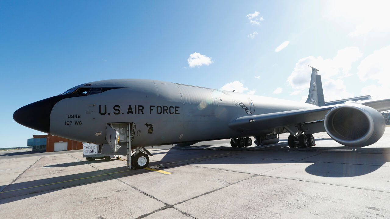 FILE: A U.S. Air Force KC-135 aerial refueling aircraft is seen at Riga International Airport, Latvia June 6, 2018. FILE PHOTO/REUTERS/Ints Kalnins