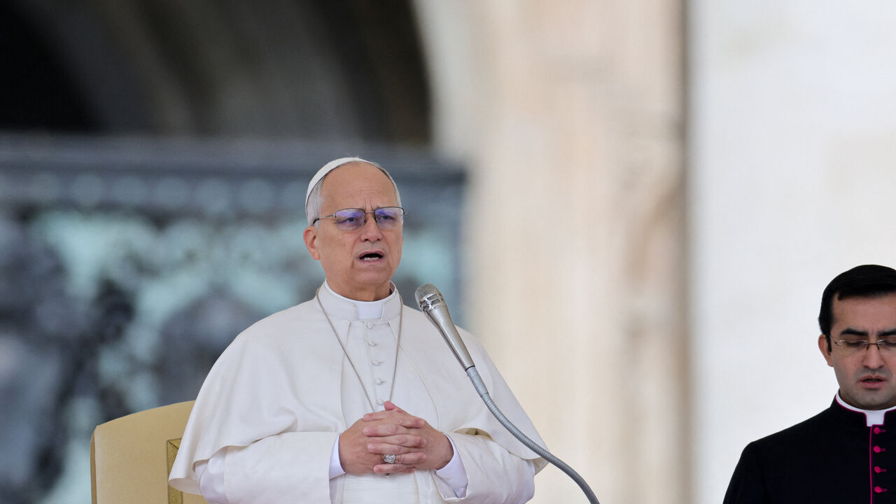 Pope Leo XIV speaks during the weekly general audience in Saint Peter's Square at the Vatican, March 11, 2026. REUTERS/Yara Nardi