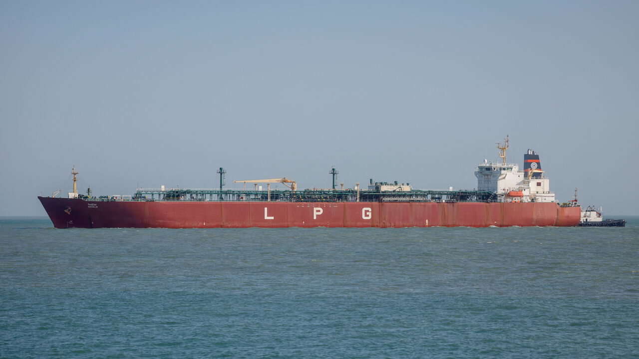 An Indian liquefied petroleum gas (LPG) carrier, Shivalik, arrives at Mundra Port via the Strait of Hormuz, amid the U.S.-Israel conflict with Iran, in Gujarat, India, March 16, 2026. REUTERS/Amit Dave