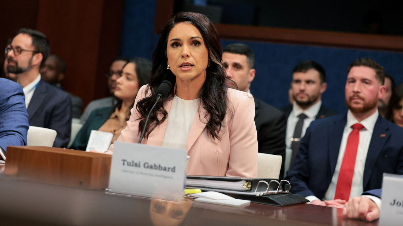 Director of National Intelligence (DNI) Tulsi Gabbard testifies before a U.S. House Intelligence Committee hearing on worldwide threats, on Capitol Hill in Washington, D.C., U.S., March 19, 2026. REUTERS/Kylie Cooper