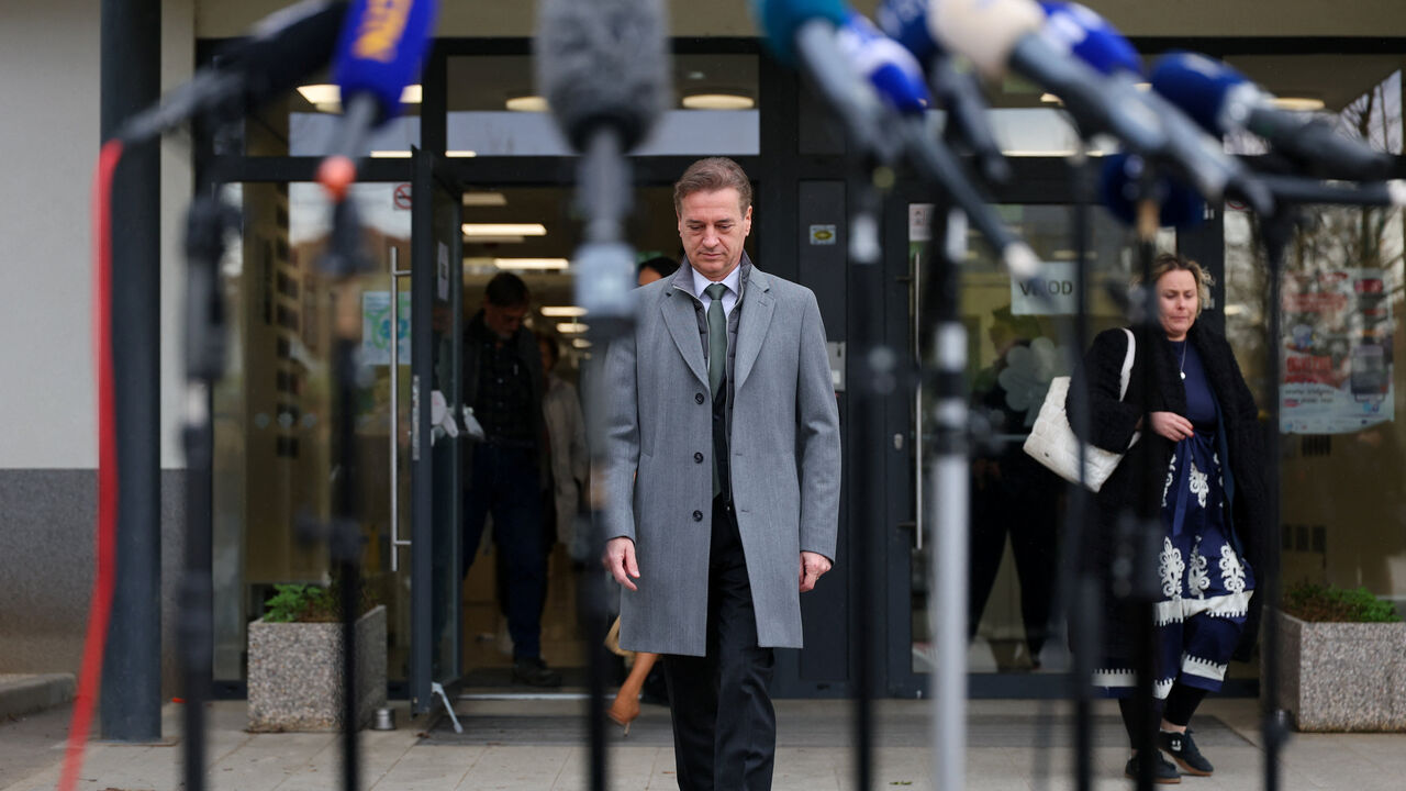 Slovenia's Prime Minister Robert Golob walks after voting at a polling station during parliamentary election in Ljubljana, Slovenia, March 22, 2026. REUTERS/Antonio Bronic