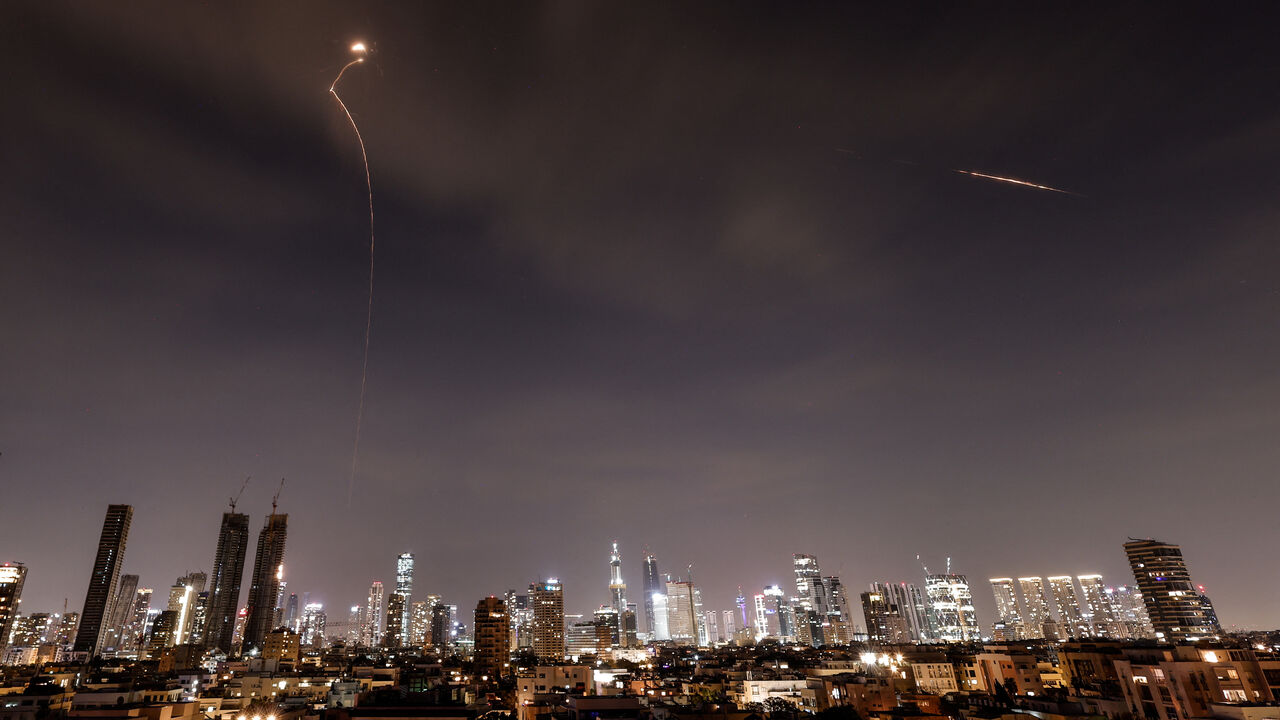 Streaks of light illuminate the sky during an interception attempt amid the U.S.-Israeli conflict with Iran, as seen from Tel Aviv, Israel, March 23, 2026. REUTERS/Amir Cohen