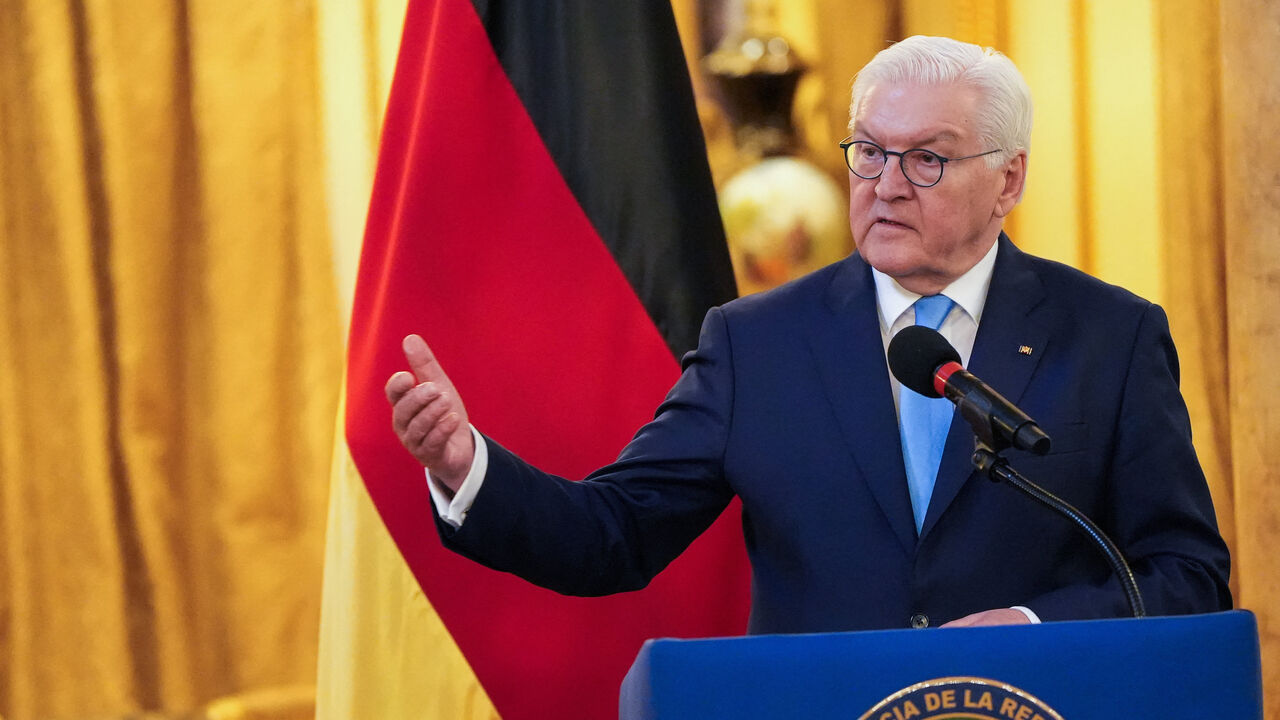 German President Frank-Walter Steinmeier speaks, during a press conference with Panama's President Jose Raul Mulino (not pictured) at the Palacio de las Garzas Presidential Palace, in Panama City, Panama, March 16, 2026. REUTERS/Enea Lebrun