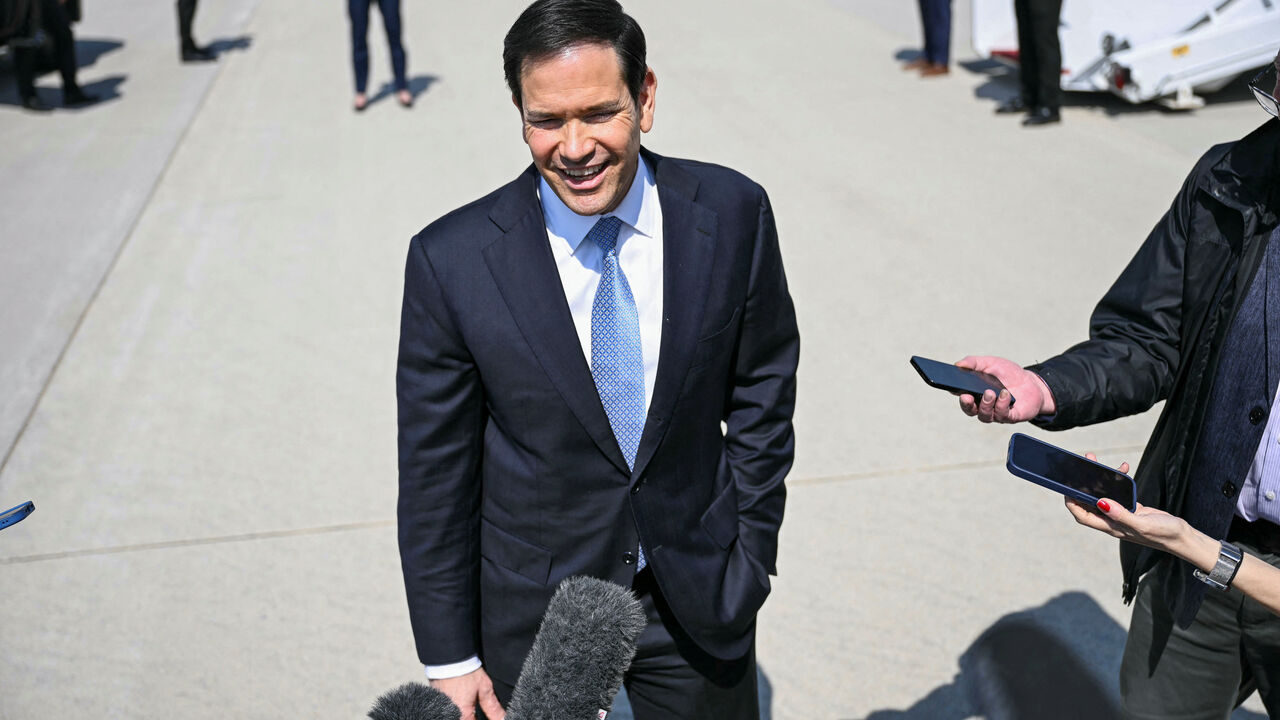 U.S. Secretary of State Marco Rubio speaks to reporters before boarding a plane as he is headed to France where he will take part in the G7 foreign ministers' meeting, at Joint Base Andrews in Maryland, U.S., March 26, 2026.     Brendan Smialowski/Pool via REUTERS