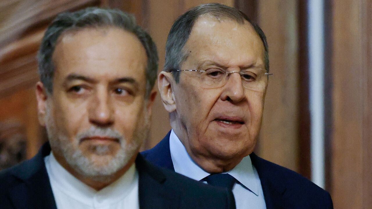 Russia's Foreign Minister Sergei Lavrov and Iran's Foreign Minister Abbas Araqchi attend a press conference following their talks in Moscow, Russia, April 18, 2025. Tatyana Makeyeva/Pool via REUTERS