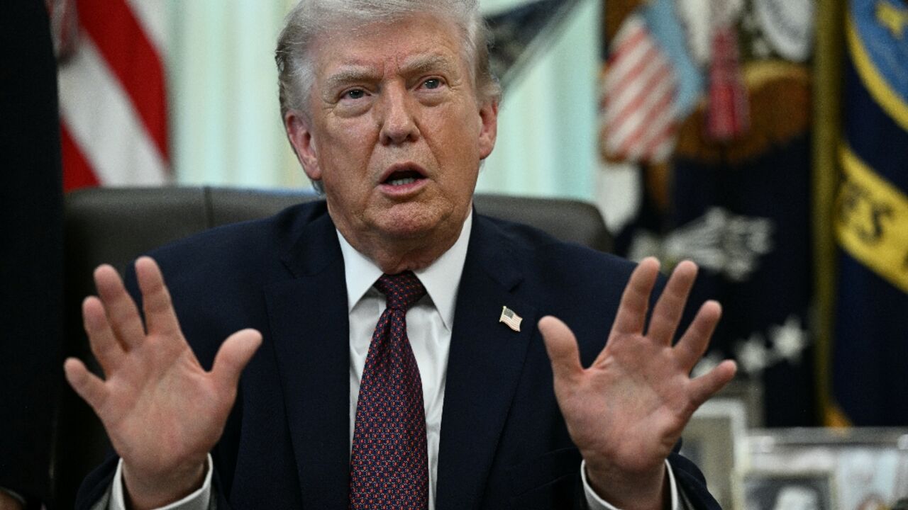 US President Donald Trump speaking to journalists in the Oval Office on Tuesday
