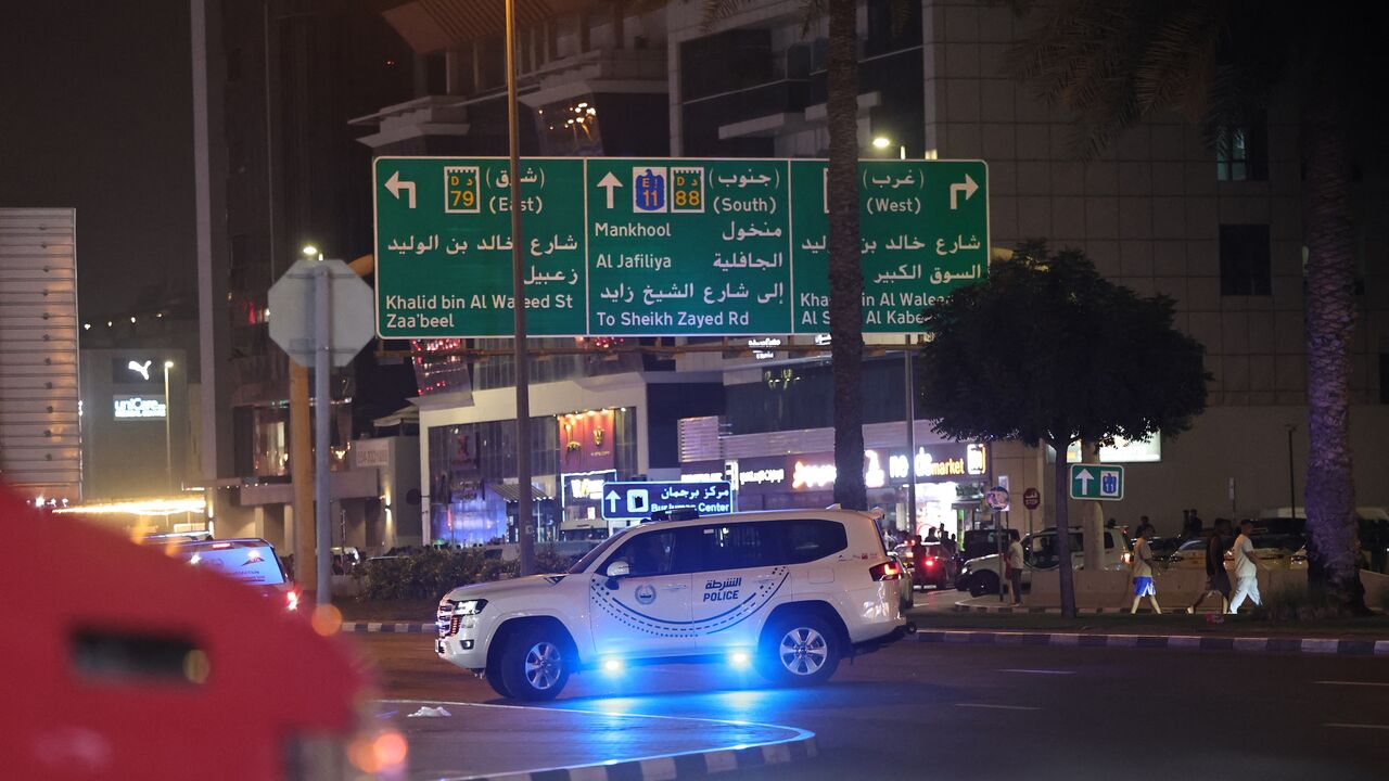 An Emirati police vehicle deploys near the US Consulate in Dubai on March 3, 2026. 