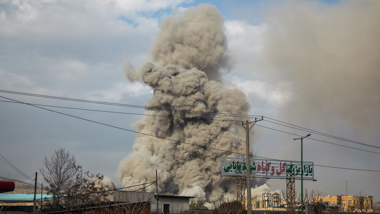 TEHRAN, IRAN - MARCH 2: A plume of smoke rises after an explosion on March 2, 2026 in Tehran, Iran. Iran's Supreme Leader, Ayatollah Ali Khamenei, was confirmed killed after the United States and Israel launched a joint attack on Iran on February 28. Iran retaliated by firing waves of missiles and drones at Israel, and targeting U.S. allies in the region. (Photo by Majid Saeedi/Getty Images)
