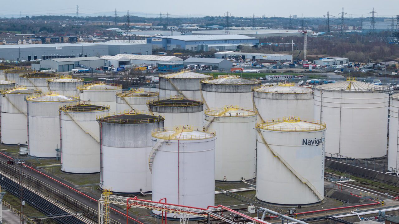A general view of Navigator Terminals, an oil storage depot along the River Thames, London, March 10, 2026.