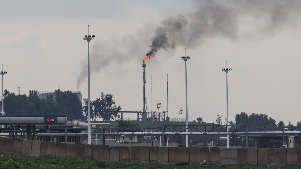A view of the oil refinery on March 17, 2026 in Erbil, Iraq.