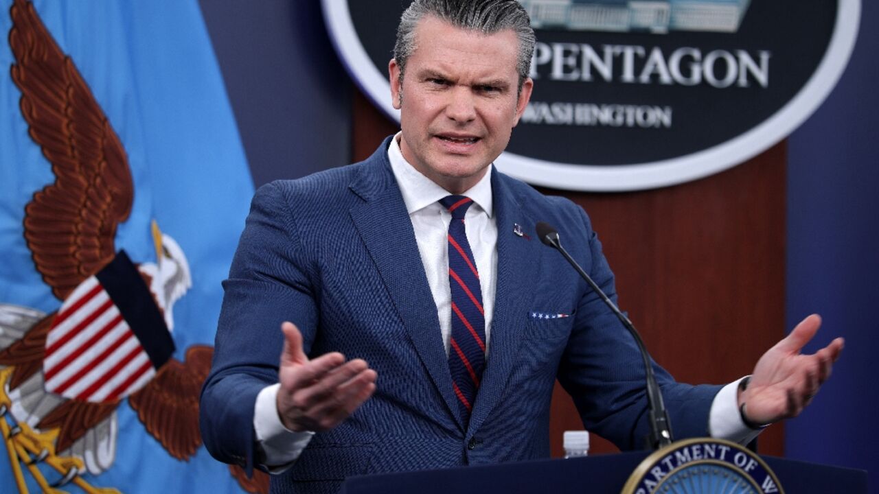 US Defense Secretary Pete Hegseth speaks during a news conference at the Pentagon on March 2, 2026