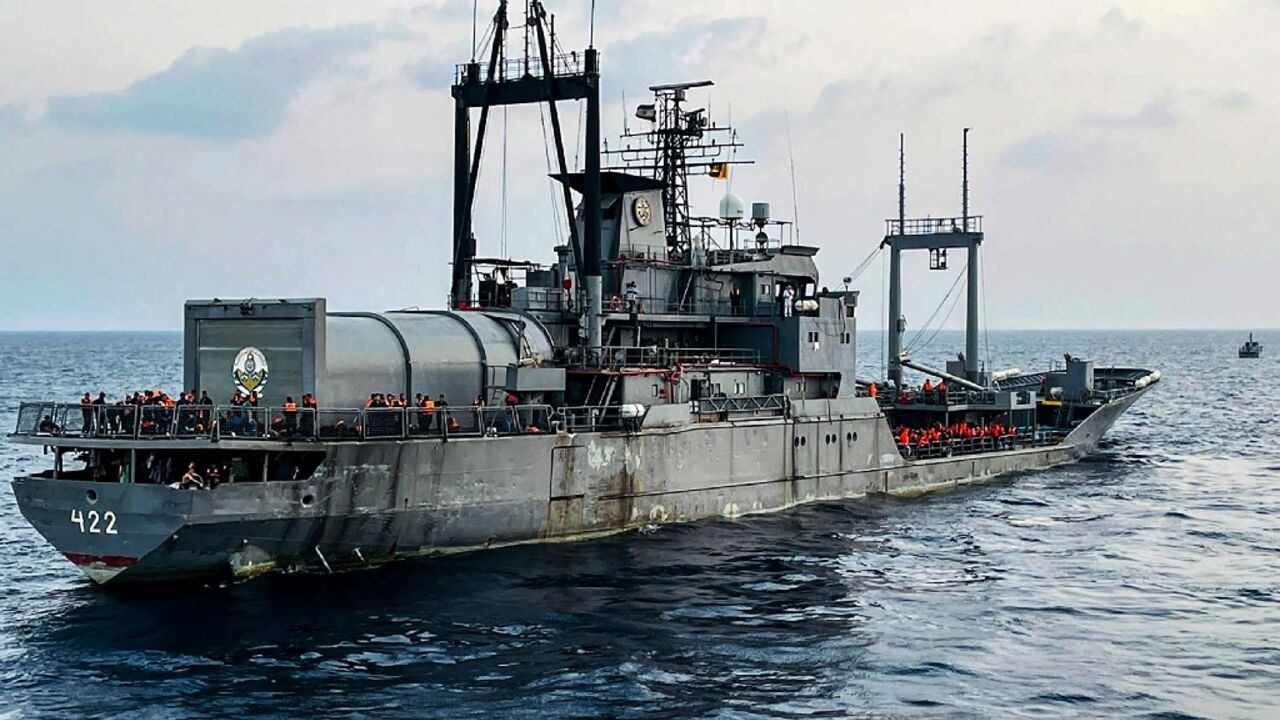 A handout photograph taken by the Sri Lankan Navy of the Iranian ship IRIS Bushehr