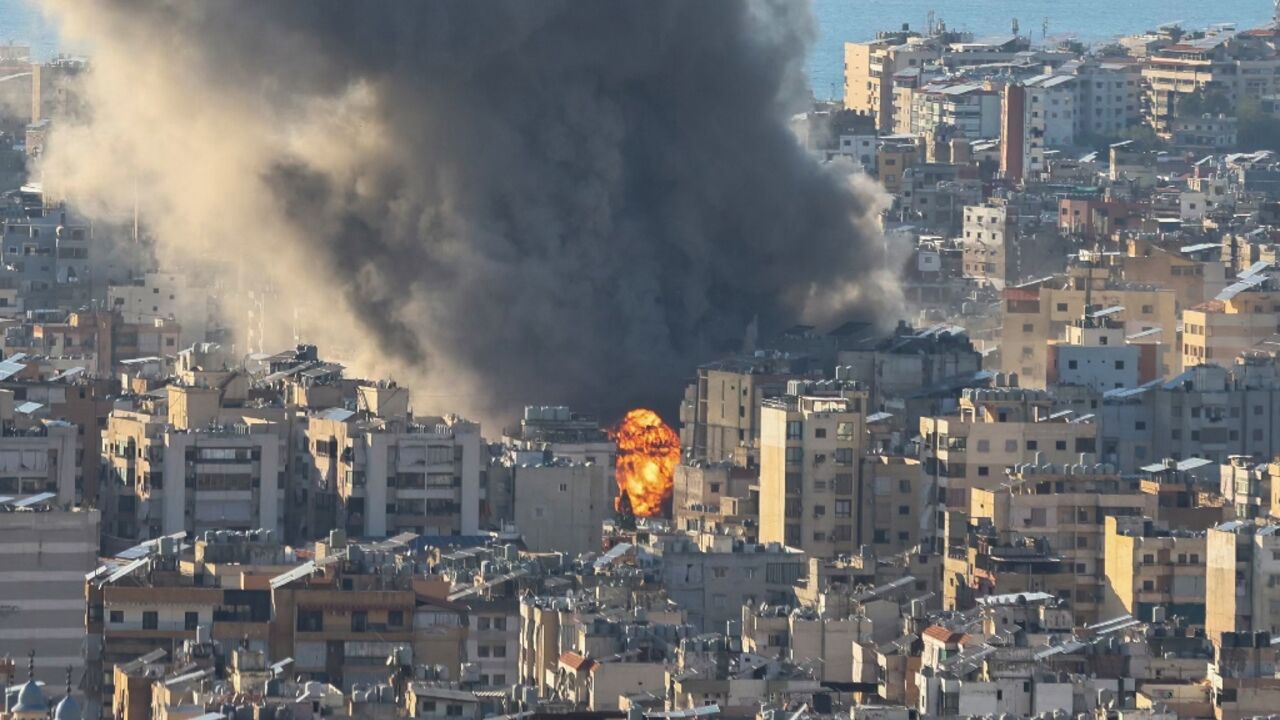 Smoke plumes billow following Israeli bombardment on Beirut's southern suburbs 