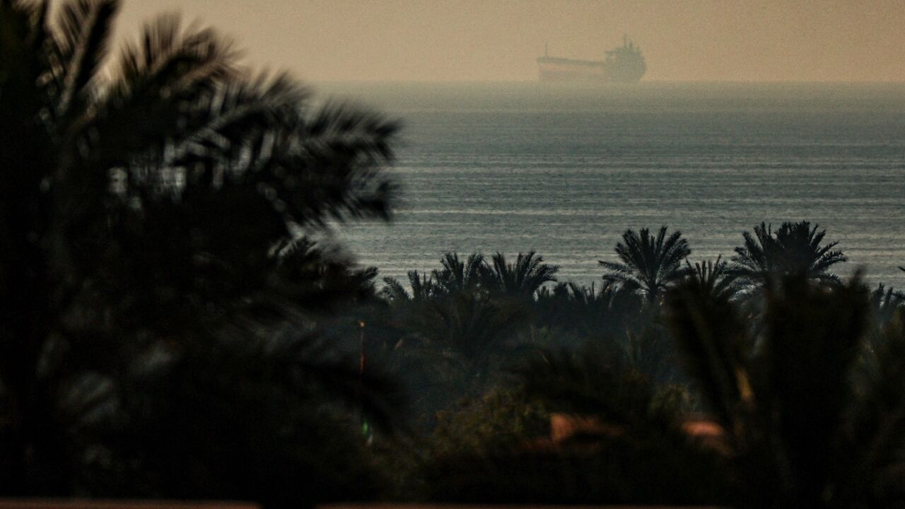 A tanker passes through the Strait of Hormuz, a key energy transport route, on February 25, 2026