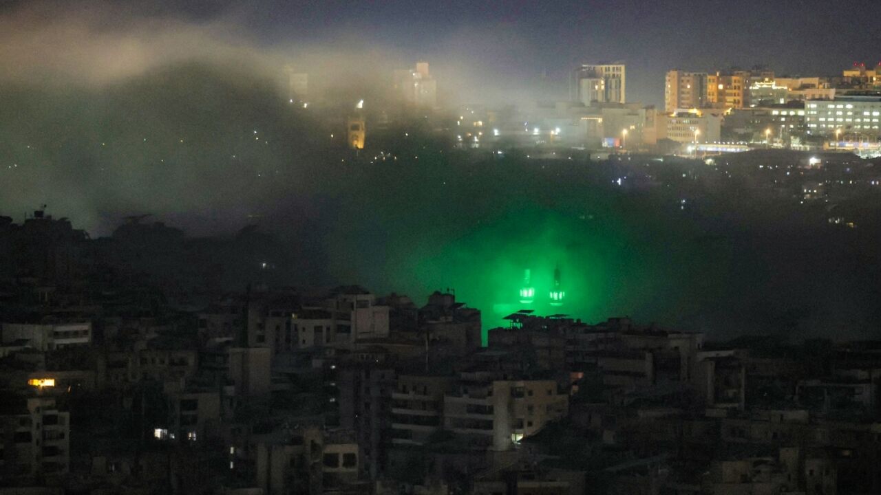 Smoke rises from the site of an Israeli air strike that targeted an area in Beirut's southern suburbs