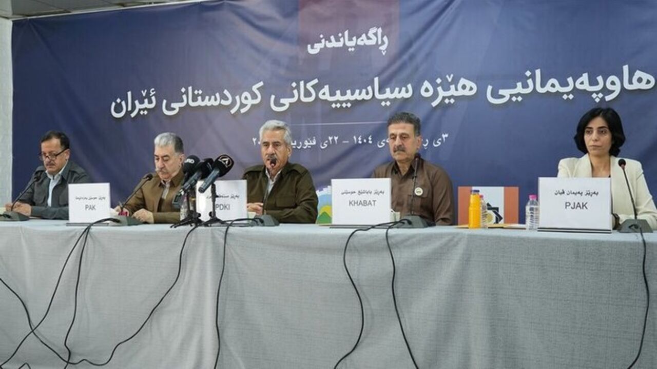 A picture from the formation of the Coalition of Political Forces of Iranian Kurdistan on Feb. 22, 2026.