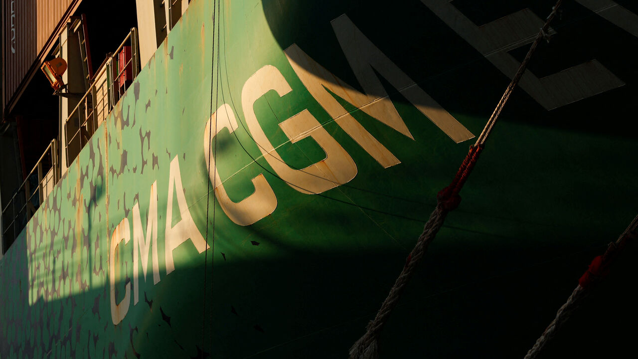 A detail is seen on the ship CMA CGM Everglade at Malta Freeport outside Birzebbuga, Malta, March 19, 2025. REUTERS/Darrin Zammit Lupi