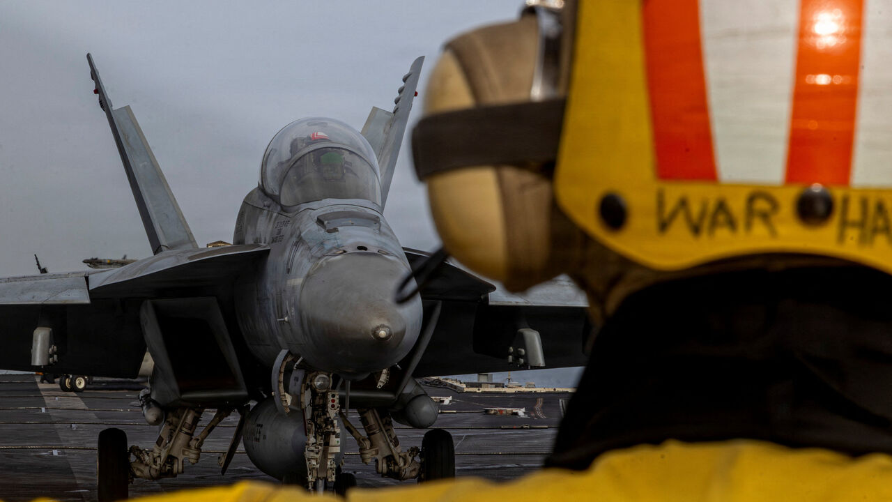 An F/A-18F Super Hornet prepares to launch from the flight deck of the U.S. Navy Nimitz-class aircraft carrier USS Abraham Lincoln at an undisclosed location during the Operation Epic Fury attack on Iran, March 31, 2026. U.S. Navy/Handout via REUTERS/File Photo