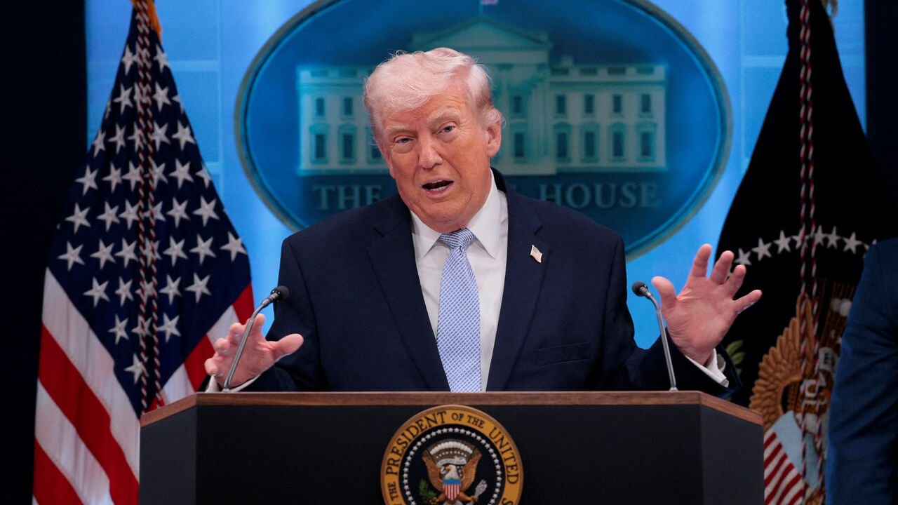 U.S. President Donald Trump holds a press conference in the James S. Brady Press Briefing Room at the White House in Washington, D.C., U.S., April 6, 2026. REUTERS/Evan Vucci