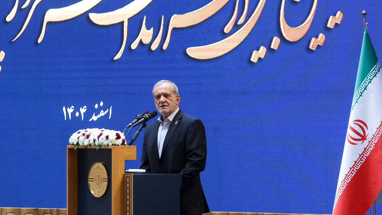 Iranian President Masoud Pezeshkian speaks during a meeting in Tehran, Iran, February 21, 2026. Iran's Presidential website/WANA (West Asia News Agency)/Handout via REUTERS/File Photo