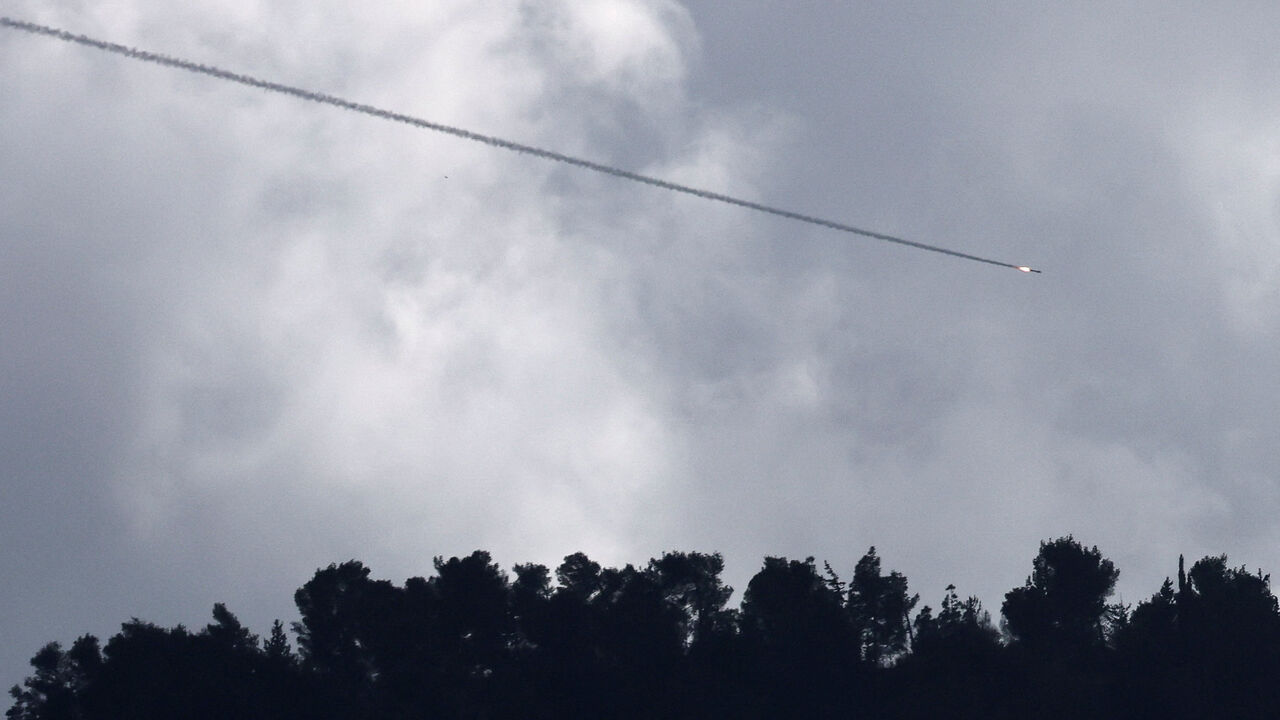 An Israeli anti-missile system operates for an interception, over the Israeli border with Lebanon, in northern Israel, April 9, 2026. REUTERS/Ammar Awad