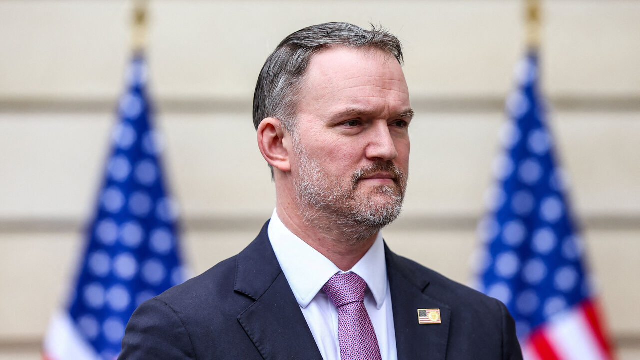 FILE PHOTO: U.S. Trade Representative Jamieson Greer attends a press conference with U.S. Treasury Secretary Scott Bessent (not pictured) after two days of meetings with a Chinese delegation, in Paris, France March 16, 2026. REUTERS/Abdul Saboor/File Photo