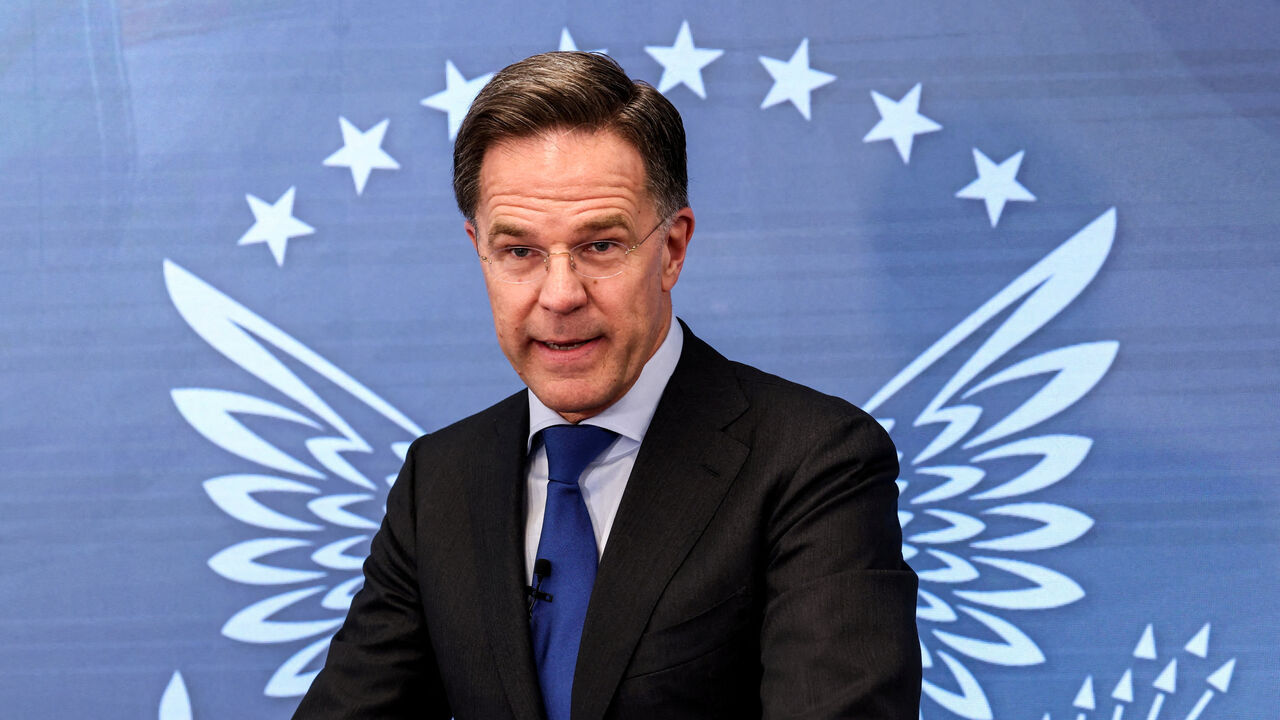 FILE PHOTO: NATO's Secretary General Mark Rutte delivers a speech at the Ronald Reagan Presidential Foundation and Institute in Washington D.C., U.S., April 9, 2026. REUTERS/Kevin Lamarque /File Photo