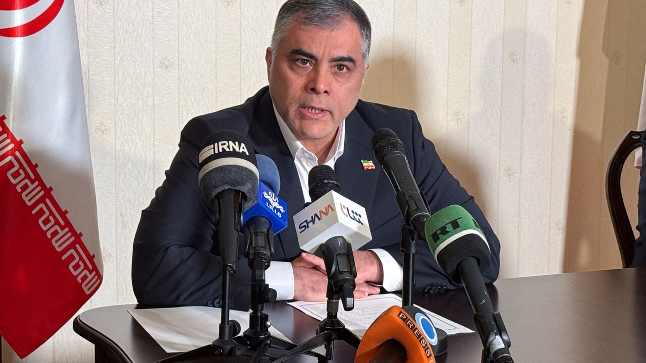 FILE PHOTO: Iranian Oil Minister Mohsen Paknejad makes a statement following a signing ceremony attended by Russian Energy Minister Sergei Tsivilev in Moscow, Russia, April 25, 2025. REUTERS/Olesya Astakhova/File Photo