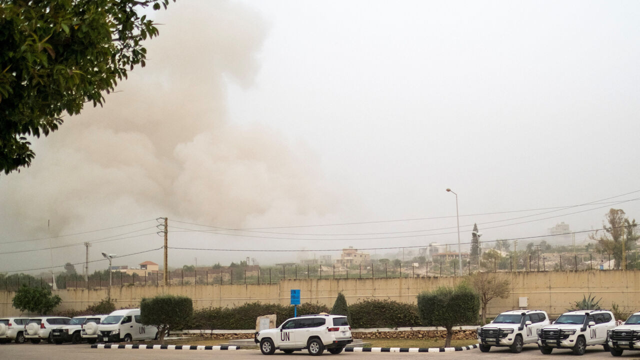 Dust rises following the demolition of buildings by Israeli forces, according to UNIFIL, in Naqoura, southern Lebanon, April 3, 2026. Kandice Ardiel (UN)/Handout via REUTERS