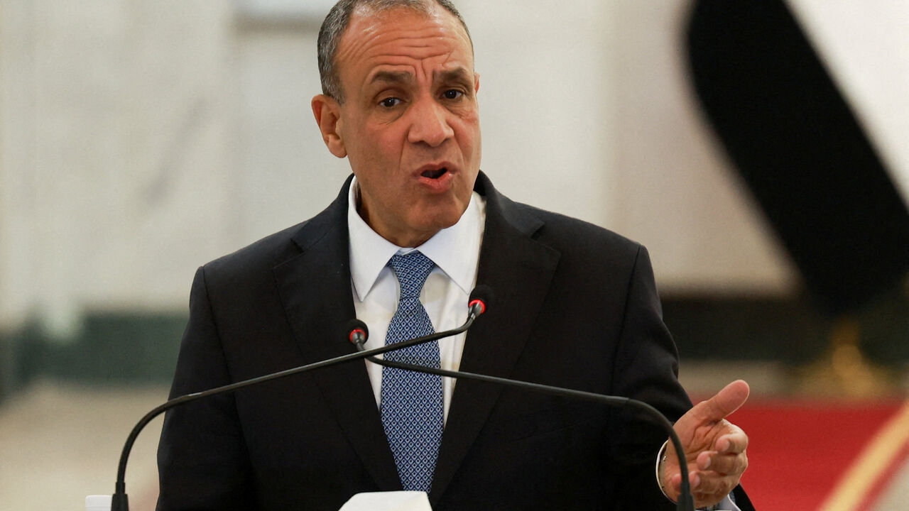 FILE PHOTO: Egyptian Foreign Minister Badr Abdelatty speaks during a press conference with Iraqi Foreign Minister Fuad Hussein (not pictured) in Baghdad, Iraq, April 9, 2026. REUTERS/Ahmed Saad/File Photo