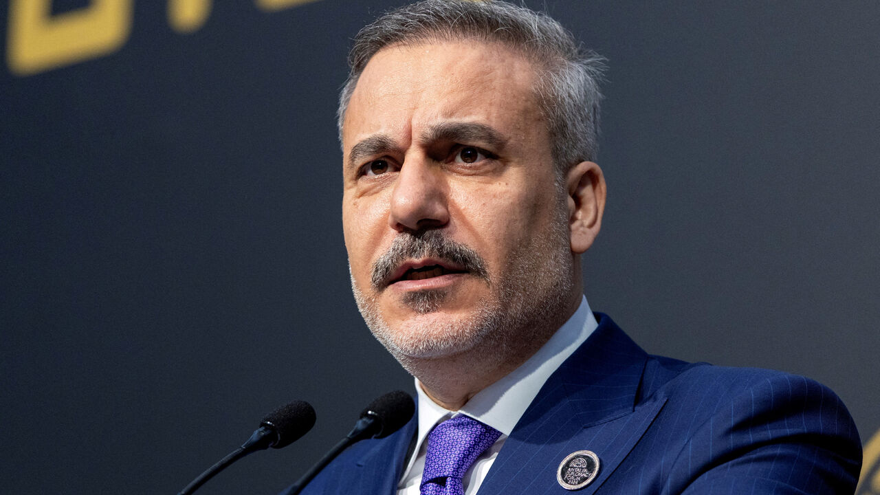 FILE PHOTO: Turkey's Foreign Minister Hakan Fidan speaks to the reporters at Antalya Diplomacy Forum in Antalya, Turkey, April 19, 2026. REUTERS/Umit Bektas/File Photo
