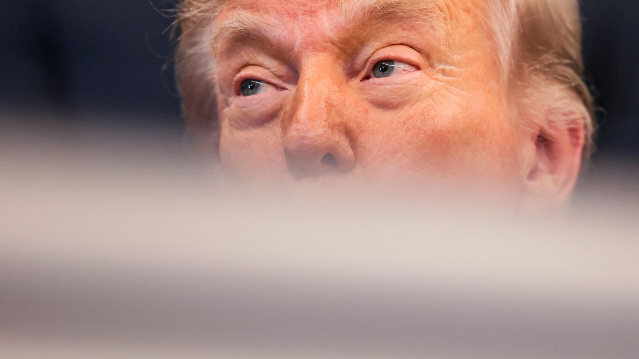 U.S. President Donald Trump looks on during a healthcare affordability event in the Oval Office at the White House in Washington, D.C., U.S., April 23, 2026. REUTERS/Kylie Cooper
