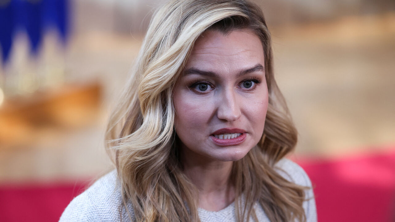 Swedish Minister for Energy, Business and Industry Ebba Busch speaks to members of the media as she arrives to attend a European Union Energy meeting in Brussels, Belgium, March 16, 2026. REUTERS/Omar Havana/File Photo