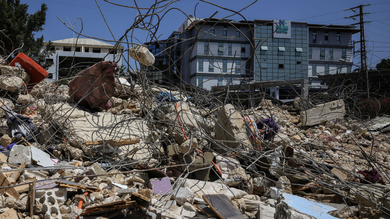 Rubble and people's belongings, in the aftermath of Israeli strikes near Hiram Hospital in Tyre, south Lebanon, April 16, 2026. REUTERS/Louisa Gouliamaki/File Photo