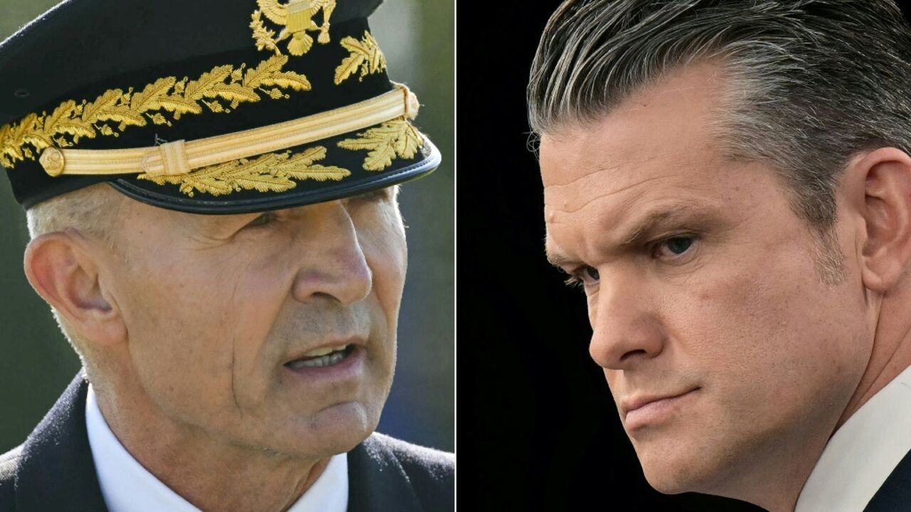 Randy George (left) is the latest senior military officer to be ousted, with Defense Secretary Pete Hegseth (right) insisting the president is simply choosing the leaders he wants