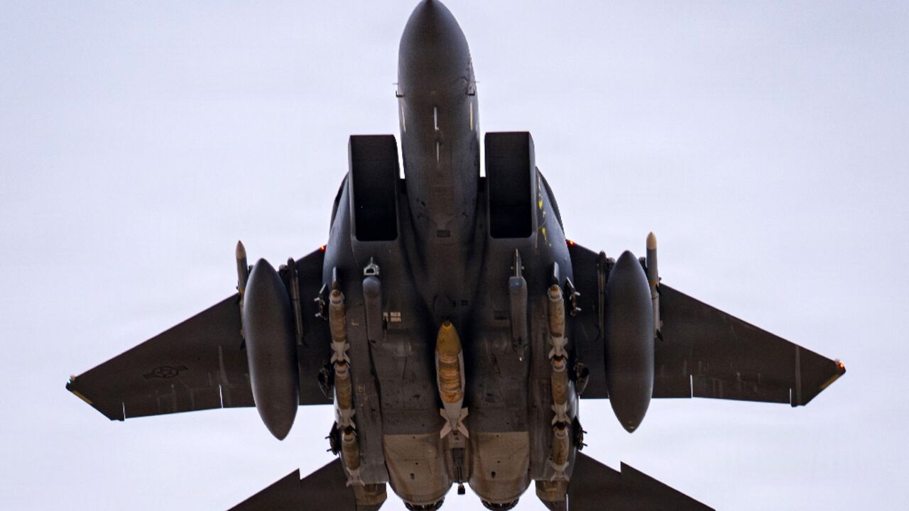 File picture of a US Air Force F-15E Strike Eagle aircraft 