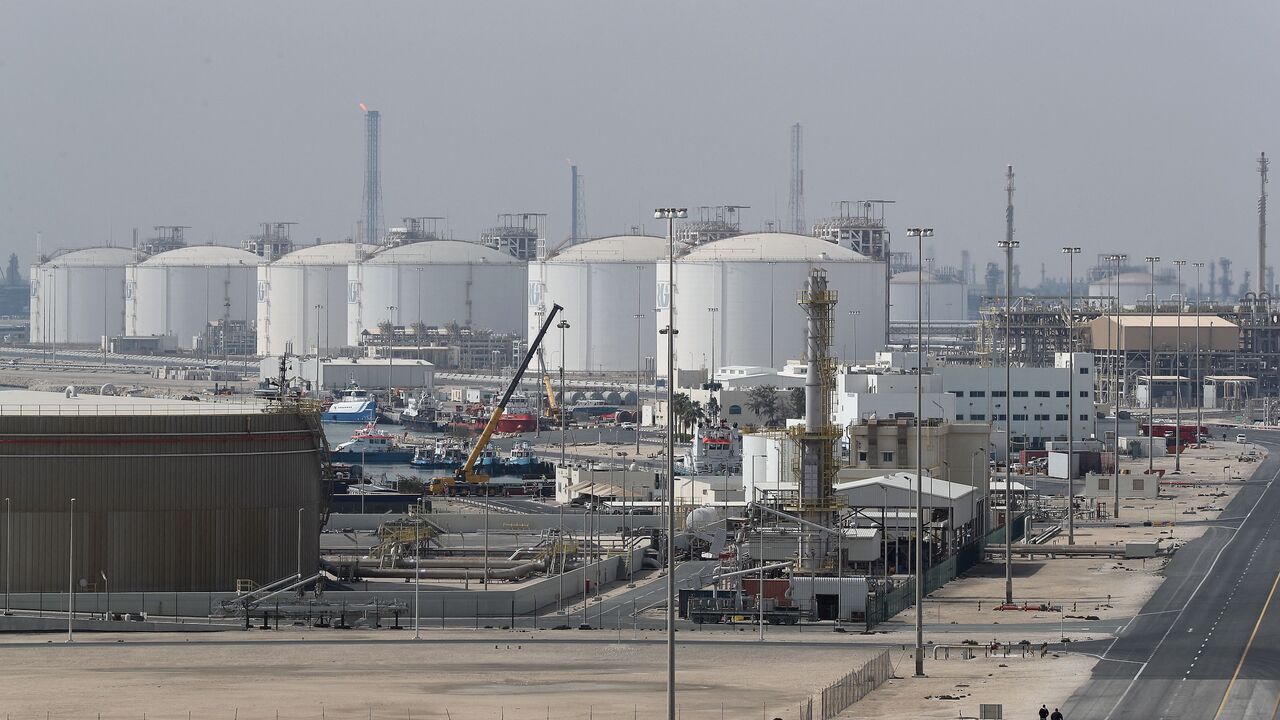 A picture shows the Ras Laffan Industrial City, Qatar's principal site for production of liquefied natural gas and gas-to-liquid, administrated by Qatar Petroleum, some 80 kilometers (50 miles) north of the capital Doha, on Feb. 6, 2017. 
