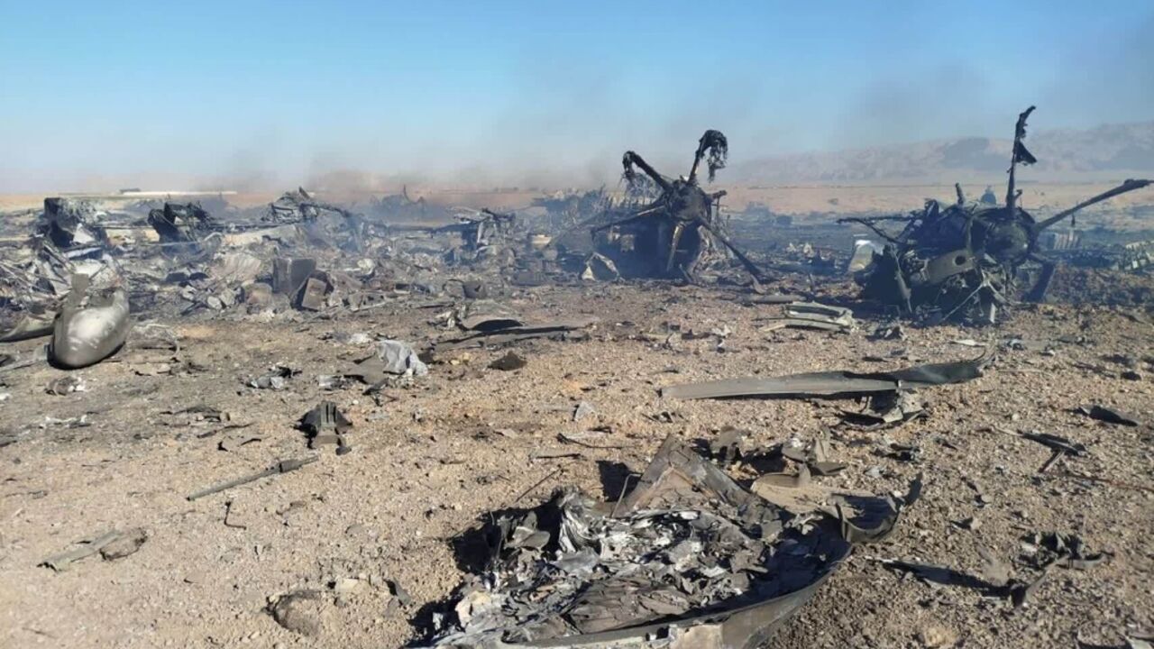 Iran's Revolutionary Guards released photos reportedly showing the wreckage of a crashed aircraft in the centre of the country