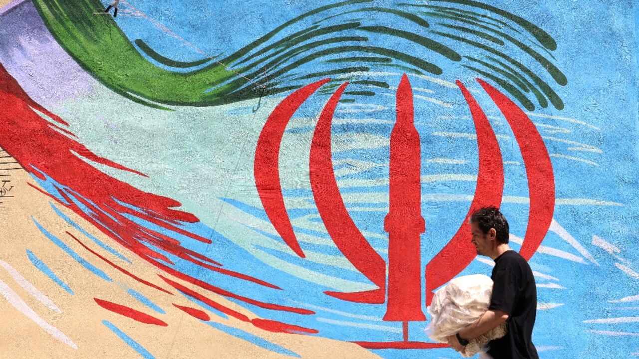 An anti-US and anti-Israel mural on a wall in Tehran on May 10