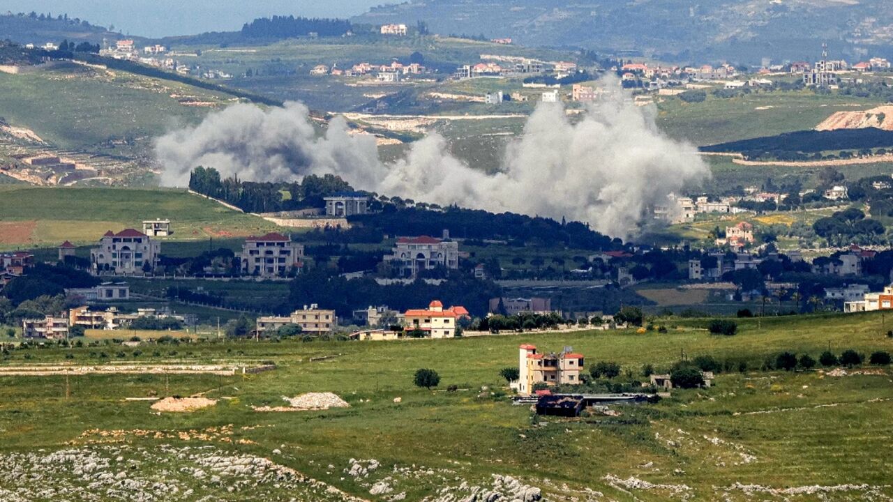 Smoke rises from Israeli bombardment on the village of Mayfadoun in southern Lebanon