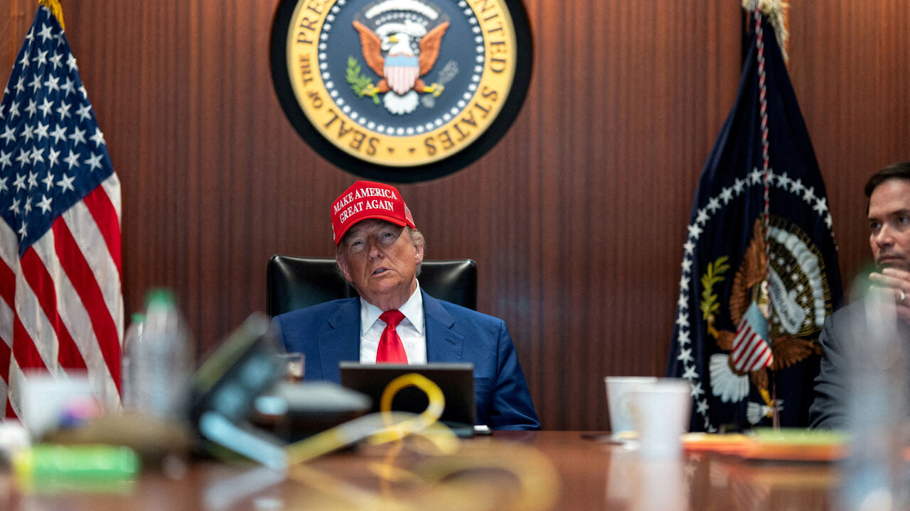 FILE PHOTO: U.S. President Donald Trump holds a meeting in the Situation Room at the White House in Washington, D.C., U.S. June 21, 2025.  The White House/Handout via REUTERS THIS IMAGE HAS BEEN SUPPLIED BY A THIRD PARTY/File Photo