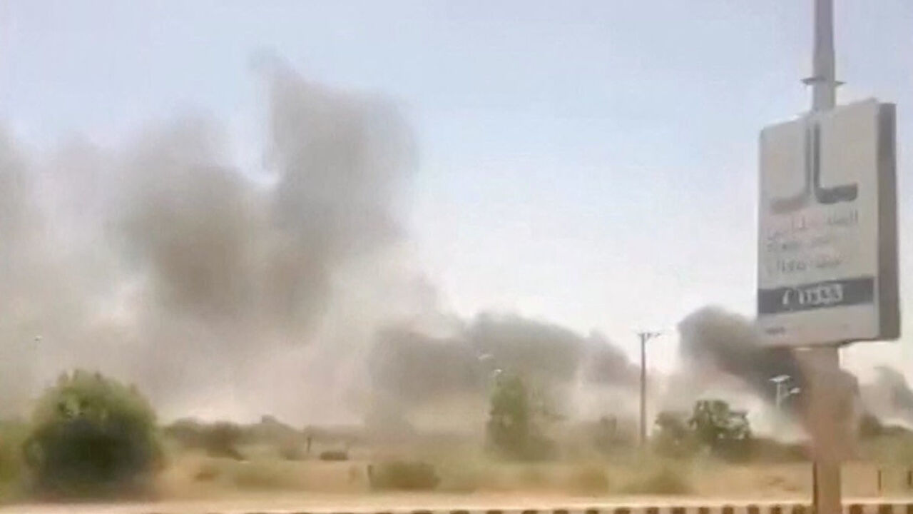 Smoke rises, following a drone attack in Khartoum airport, in Khartoum, Sudan, in this screengrab taken from social media video released on May 4, 2026. SOCIAL MEDIA/REUTERS TV via REUTERS