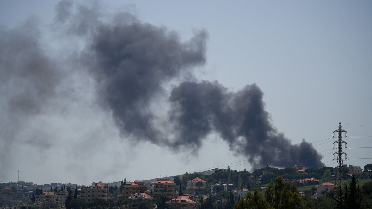 Smoke rises following an Israeli strike in Kfar Tebnit, Lebanon, May 11, 2026. REUTERS/Stringer
