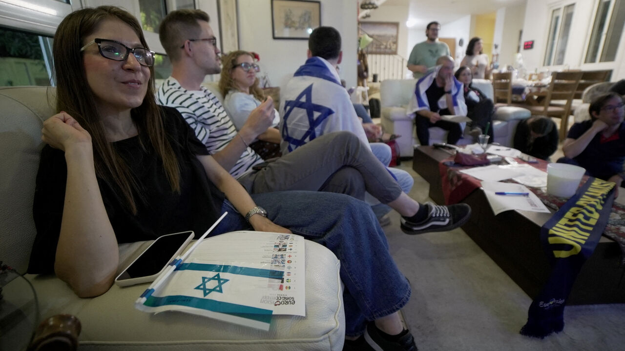 Israelis watch the first Eurovision semi-final at a watch party in Kfar Saba, Israel, May 12, 2026. REUTERS/Joseph Campbell